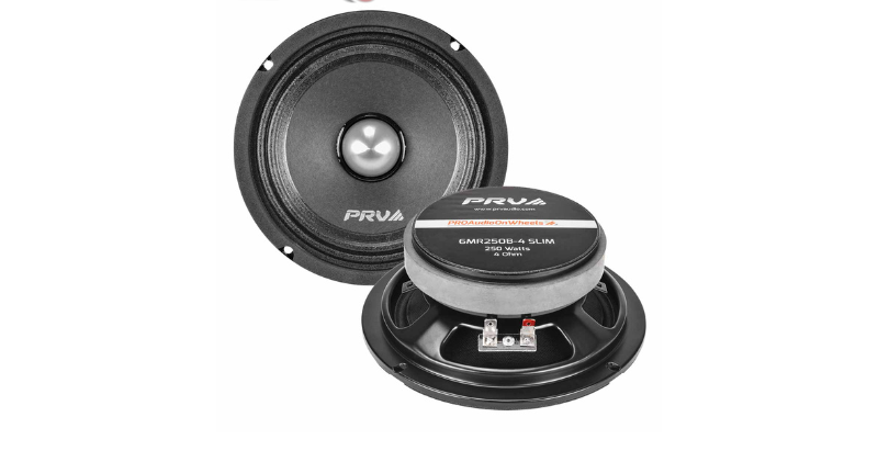 PRV Audio 6.5" Slim Midrange Speakers (Pair) - 250W 4-Ohm Bullet Design For Car Doors