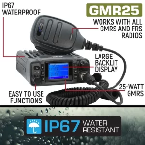 GMR25 Radio Kit - 25W Waterproof GMRS Mobile Radio with Antenna